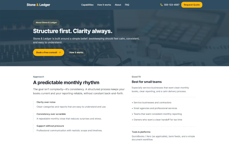 About page demo screenshot