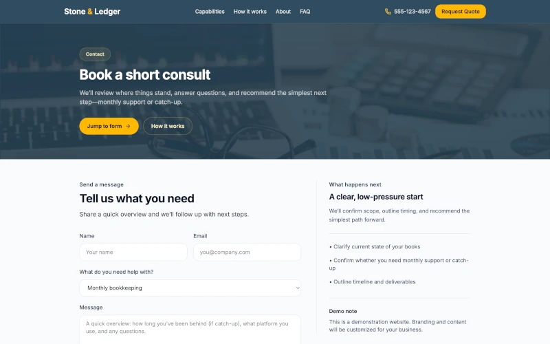 Contact page demo screenshot