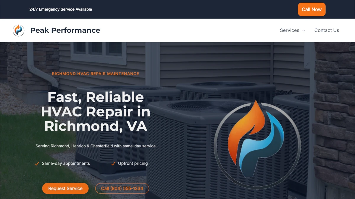 Responsive small business website design example